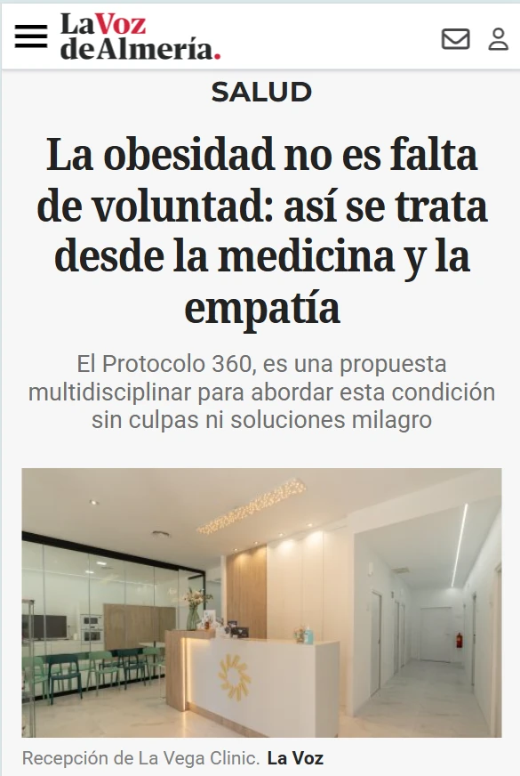 Noticia sobre los Tratamientos 360 de La Vega Clinic en La Voz de Almería