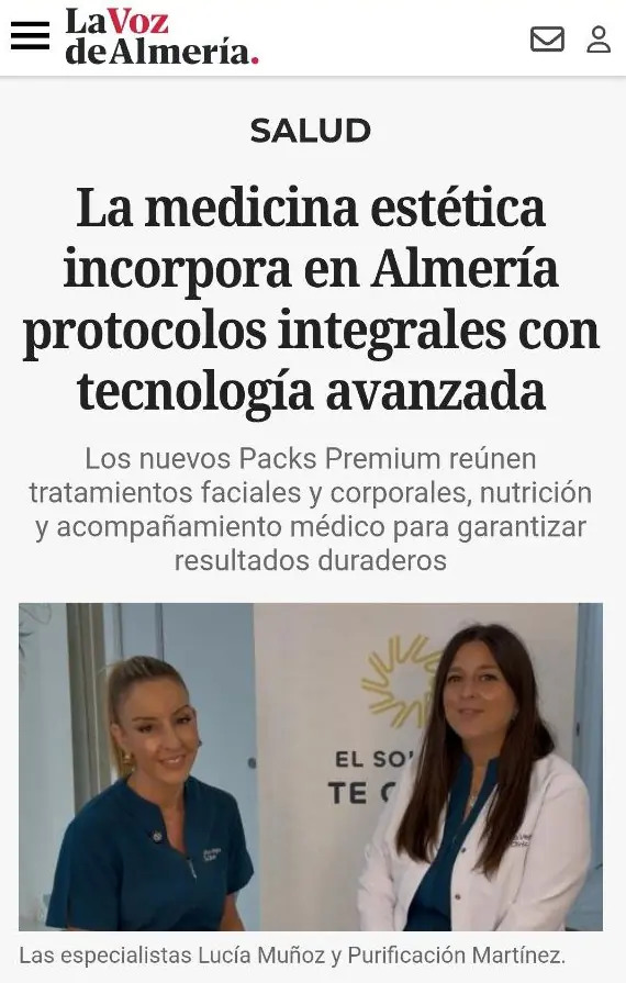 Noticia sobre los Tratamientos Premium de La Vega Clinic en La Voz de Almería